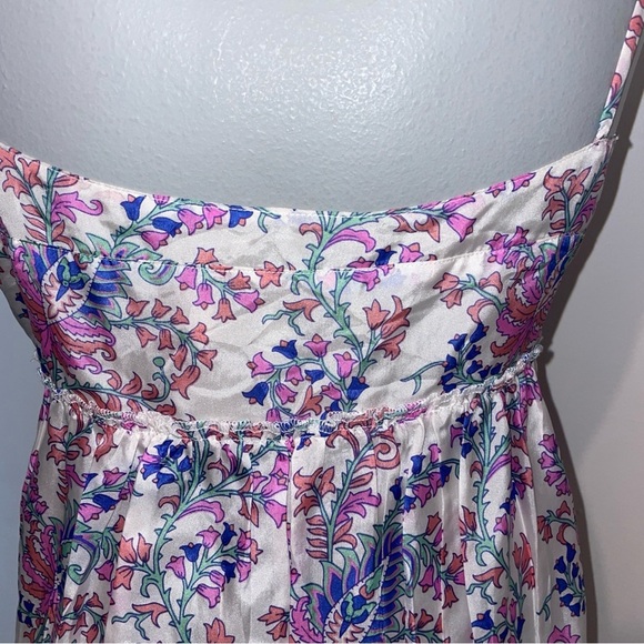 See By Chloe Dress Mini Spaghetti Strap Floral Pink Blue Silk Size 4 - Picture 5 of 9